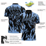 Custom Black-Light Blue Torn Sharp Brush Stroke Splatter Performance Polo Shirt