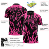 Custom Black-Pink Torn Sharp Brush Stroke Splatter Performance Polo Shirt