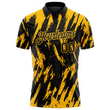 Custom Black-Gold Torn Sharp Brush Stroke Splatter Performance Polo Shirt