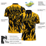 Custom Black-Gold Torn Sharp Brush Stroke Splatter Performance Polo Shirt