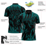 Custom Black-Teal Torn Sharp Brush Stroke Splatter Performance Polo Shirt
