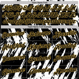 Custom Black White-Old Gold Torn Sharp Brush Stroke Splatter Performance Polo Shirt