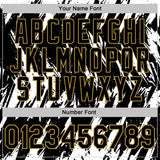 Custom Black White-Old Gold Torn Sharp Brush Stroke Splatter Performance Polo Shirt