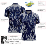 Custom Navy-Gray Torn Sharp Brush Stroke Splatter Performance Polo Shirt