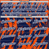 Custom Navy Orange-White Torn Sharp Brush Stroke Splatter Performance Polo Shirt