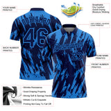 Custom Navy-Powder Blue Torn Sharp Brush Stroke Splatter Performance Polo Shirt