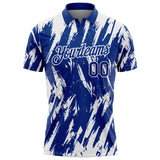 Custom Royal-White Torn Sharp Brush Stroke Splatter Performance Polo Shirt