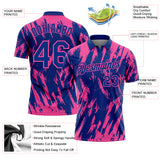 Custom Royal-Pink Torn Sharp Brush Stroke Splatter Performance Polo Shirt