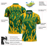 Custom Kelly Green-Gold Torn Sharp Brush Stroke Splatter Performance Polo Shirt