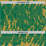 Custom Kelly Green-Old Gold Torn Sharp Brush Stroke Splatter Performance Polo Shirt