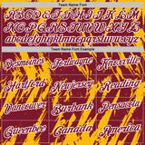 Custom Crimson Gold-White Torn Sharp Brush Stroke Splatter Performance Polo Shirt