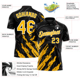 Custom Black Gold-White Brush Stroke Splatter Liquid Swirl Performance Polo Shirt