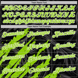 Custom Black Neon Green-White Brush Stroke Splatter Liquid Swirl Performance Polo Shirt