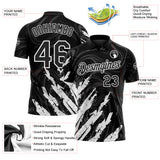 Custom Black-White Brush Stroke Splatter Liquid Swirl Performance Polo Shirt