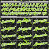 Custom Black Neon Green-White 3D Pattern Abstract Network Crackle Performance Polo Shirt