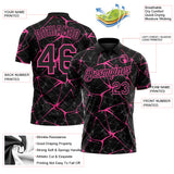 Custom Black-Pink 3D Pattern Abstract Network Crackle Performance Polo Shirt