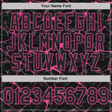 Custom Black-Pink 3D Pattern Abstract Network Crackle Performance Polo Shirt