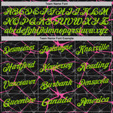 Custom Black Neon Green-Pink 3D Pattern Abstract Network Crackle Performance Polo Shirt