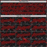 Custom Black-Red 3D Pattern Abstract Network Crackle Performance Polo Shirt