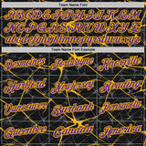 Custom Black Purple-Gold 3D Pattern Abstract Network Crackle Performance Polo Shirt