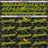 Custom Black Kelly Green-Gold 3D Pattern Abstract Network Crackle Performance Polo Shirt