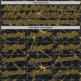 Custom Black-Old Gold 3D Pattern Abstract Network Crackle Performance Polo Shirt