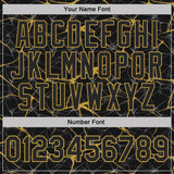 Custom Black-Old Gold 3D Pattern Abstract Network Crackle Performance Polo Shirt
