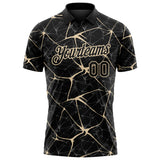 Custom Black-City Cream 3D Pattern Abstract Network Crackle Performance Polo Shirt