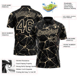 Custom Black-City Cream 3D Pattern Abstract Network Crackle Performance Polo Shirt