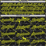 Custom Black-Neon Yellow 3D Pattern Abstract Network Crackle Performance Polo Shirt