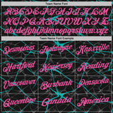Custom Black Pink-Aqua 3D Pattern Abstract Network Crackle Performance Polo Shirt