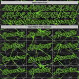 Custom Black-Aurora Green 3D Pattern Abstract Network Crackle Performance Polo Shirt