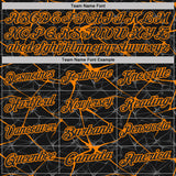 Custom Black-Bay Orange 3D Pattern Abstract Network Crackle Performance Polo Shirt