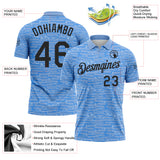 Custom Light Blue-Black Distressed Fragment Brush Stroke Performance Polo Shirt