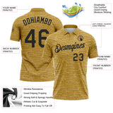 Custom Old Gold-Black Distressed Fragment Brush Stroke Performance Polo Shirt