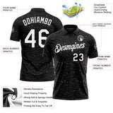 Custom Black-White Distressed Fragment Brush Stroke Performance Polo Shirt