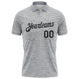 Custom Gray-Black Distressed Fragment Brush Stroke Performance Polo Shirt