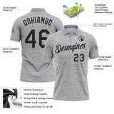 Custom Gray-Black Distressed Fragment Brush Stroke Performance Polo Shirt