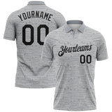 Custom Gray-Black Distressed Fragment Brush Stroke Performance Polo Shirt