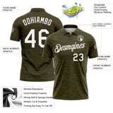 Custom Olive-White Distressed Fragment Brush Stroke Performance Polo Shirt