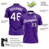 Custom Purple-White Distressed Fragment Brush Stroke Performance Polo Shirt