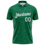Custom Kelly Green-White Distressed Fragment Brush Stroke Performance Polo Shirt