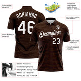 Custom Brown-White Distressed Fragment Brush Stroke Performance Polo Shirt
