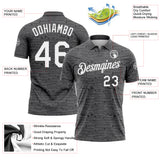 Custom Steel Gray-White Distressed Fragment Brush Stroke Performance Polo Shirt