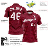 Custom Crimson-White Distressed Fragment Brush Stroke Performance Polo Shirt