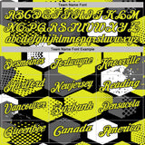 Custom Neon Yellow Black Gray-White Modern Geometric Tech Hexagon Grid Performance Polo Shirt
