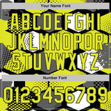 Custom Neon Yellow Black Gray-White Modern Geometric Tech Hexagon Grid Performance Polo Shirt