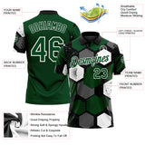 Custom Green Black Gray-White Modern Geometric Tech Hexagon Grid Performance Polo Shirt