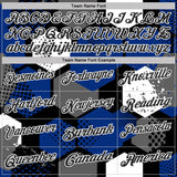 Custom Royal Black Gray-White Modern Geometric Tech Hexagon Grid Performance Polo Shirt