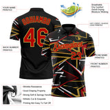 Custom Black Red-Old Gold Dynamic Geometric Shard Performance Polo Shirt